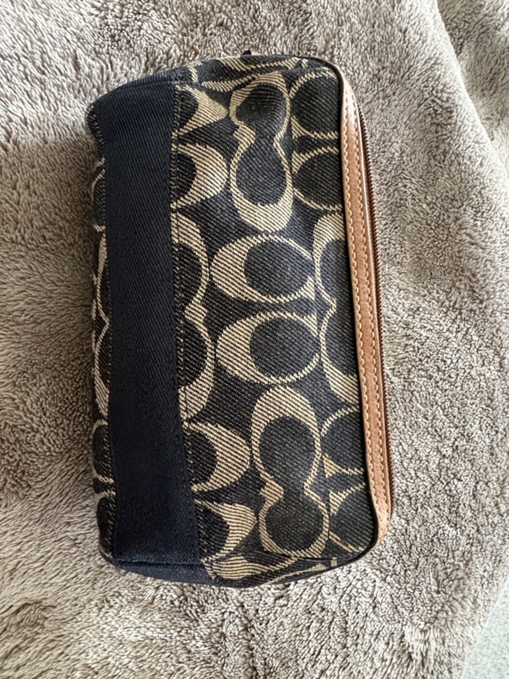 Coach Signature Canvas Cosmetic Bag in Blue and Tan - Picture 6 of 10